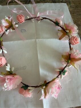 Pink Floral Crown Headband - for flower girl or any special occasion Brand new!